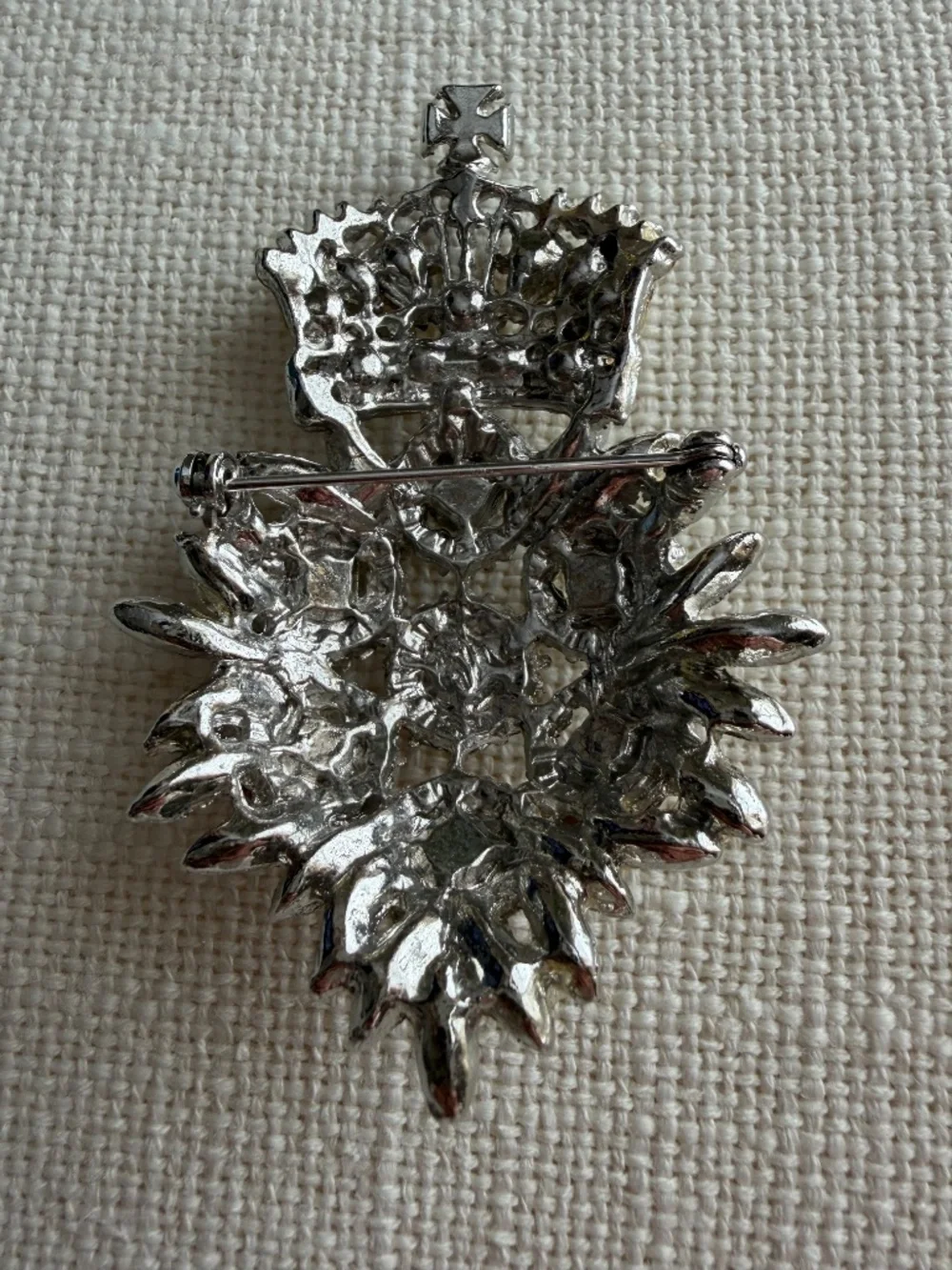 Vintage Rhinestone Crown Brooch